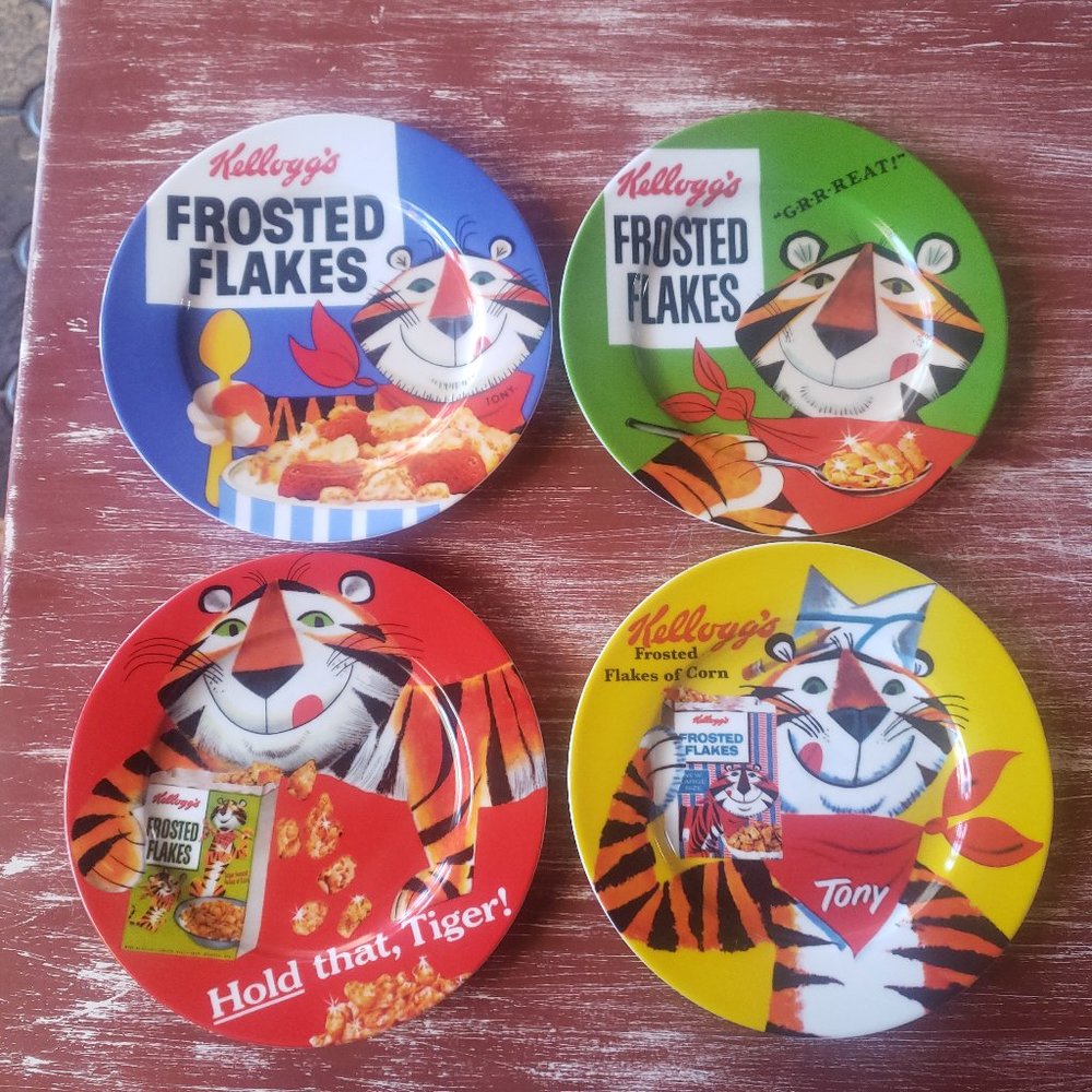 Kelloggs Retro Cereal Luncheon / Salad Plates - Set of 4 - Frosted Flakes - Tony
